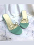 Pastel Green Clear Strap Bella Heels with Bow - cunei